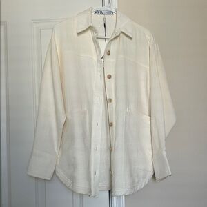 Zara Off-White Casual Shirt, Sz S